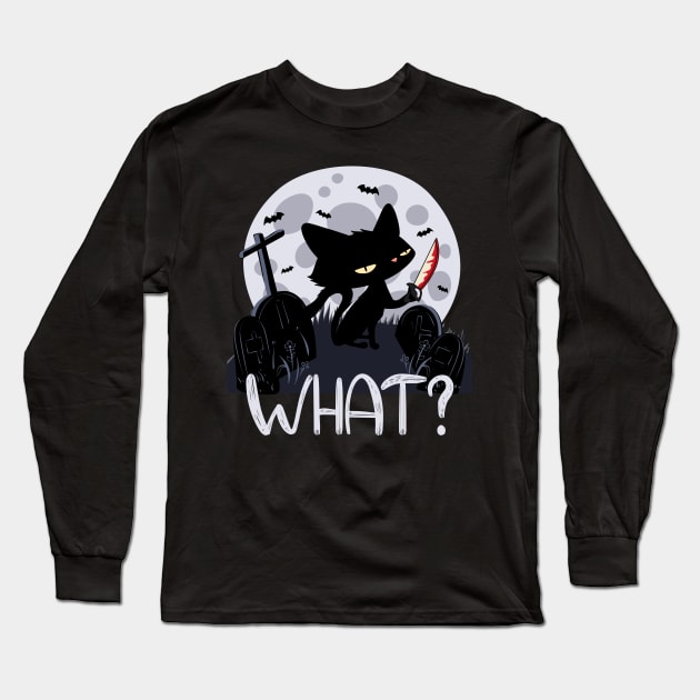 Psycho Cat Long Sleeve T-Shirt by MZeeDesigns